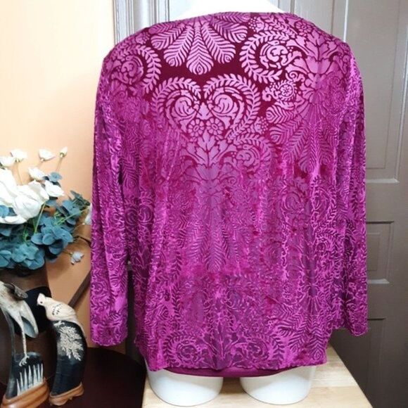 Roz & Ali Women's size 3X Velvet Top Blouse - Picture 2 of 12